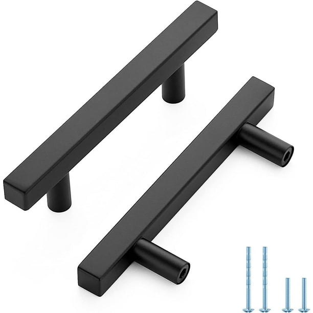 5 Inch Kitchen Handles Black Pulls Square Hardware Stainless Steel
