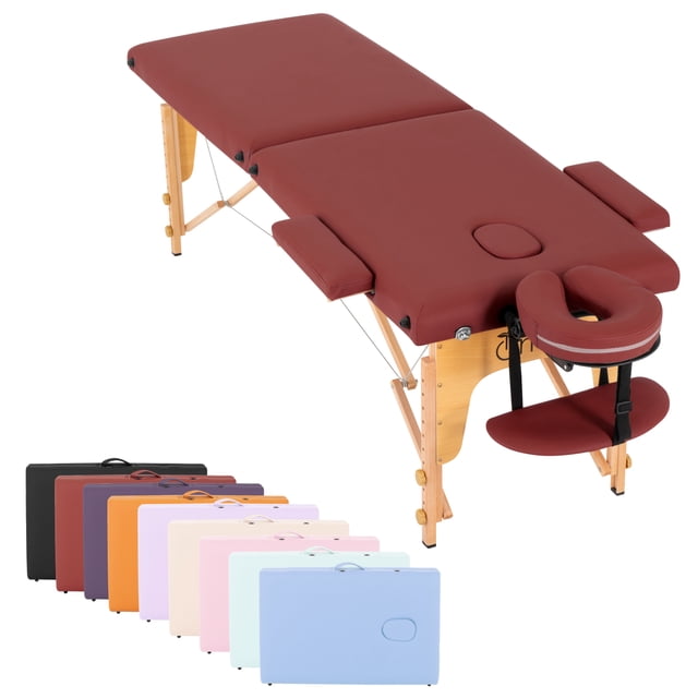 Cama de Masaje Plegable Onof, vino, Portátil, Altura ajustable, diseño plegable, Uso profesional