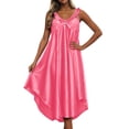 thumbnail image 2 of Silky Nightgowns For Women Sleeveless Midi Satin Night Gown Soft Ice Silk Nightdress Flowy Long Sleep Dress, 2 of 5