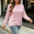 thumbnail image 5 of yillto Womens Cable Knit Sweater Plus Size Fall Winter Round Neck Pullover Fashion Knit Long Sleeve Sweaters, 5 of 6