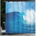 thumbnail image 4 of Ambesonne Ocean Shower Curtain, Cloudy Summer Sky Wavy, 69"Wx70"L, Navy White, 4 of 5