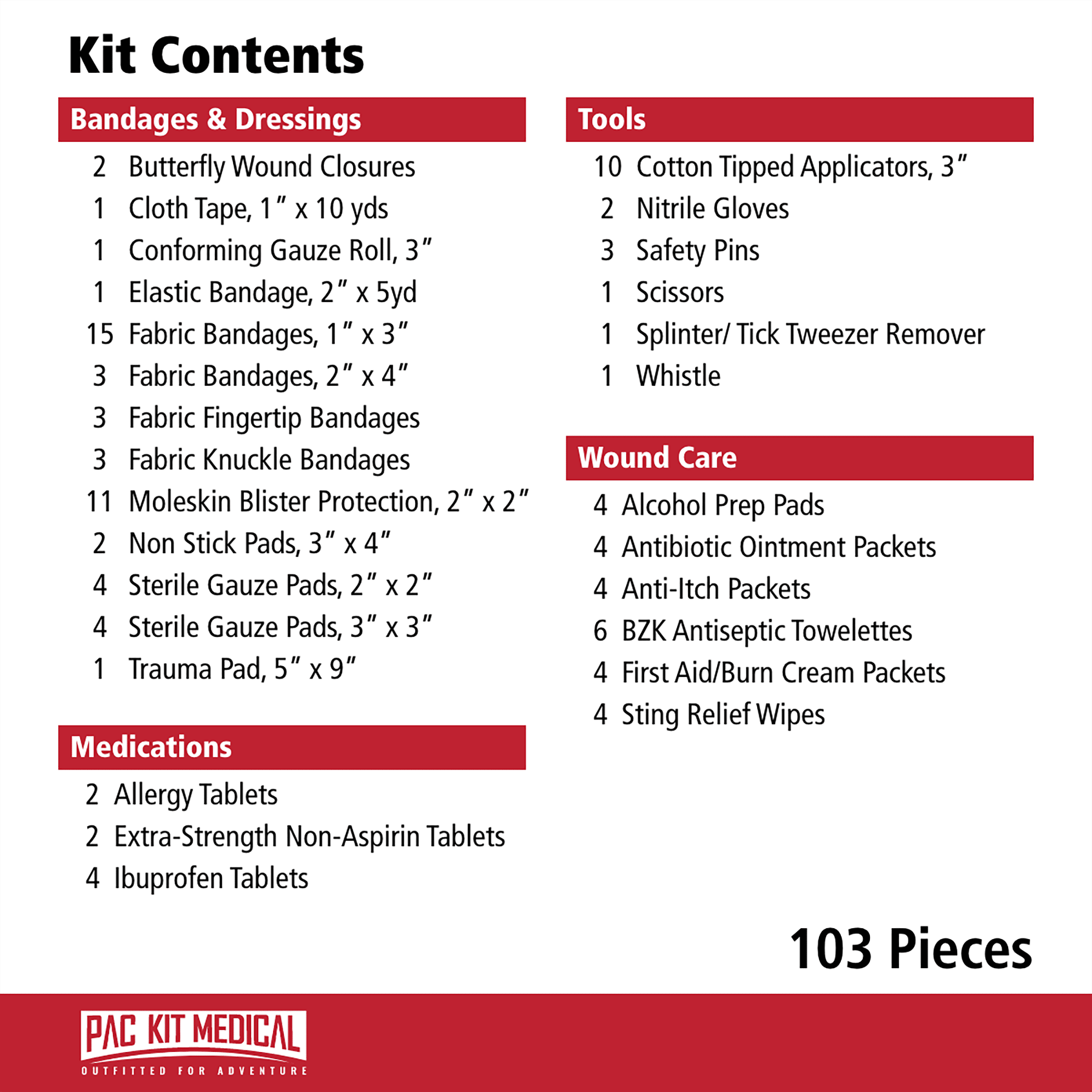 Pac-Kit Watertight Explorer First Aid Kit, 103-Piece Waterproof Emergency Kit for Outdoor Safety, Camping, Hiking, Travel, and Home