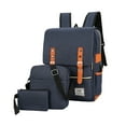 thumbnail image 2 of 3 Piece Vintage Laptop Backpack with Usb Charging Port, Elegant Water Resistant Travelling Casual Daypacks College Shoulder Bag for Men Women, Tear Resistant, Fits Up To 17Inch Laptop In Blue, 2 of 8