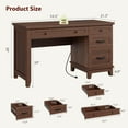 thumbnail image 2 of 53.5" Executive Desk with Power Outlet, Home Office Desk with Drawers, Wooden Work Desk with File Cabinet, Computer Desk for Work, Study, Writing, Brown, 2 of 8