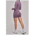 thumbnail image 4 of Top-kevin 2 Piece Seamless Ribbed Workout Sets With Zip Up Jacket High Waisted Gym Yoga Leggings, 4 of 6