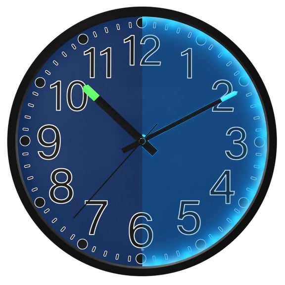 Ryvnso Dark Blue Paint 12 Inch Night Light Wall Clock Silent Battery Operated Luminous Clocks