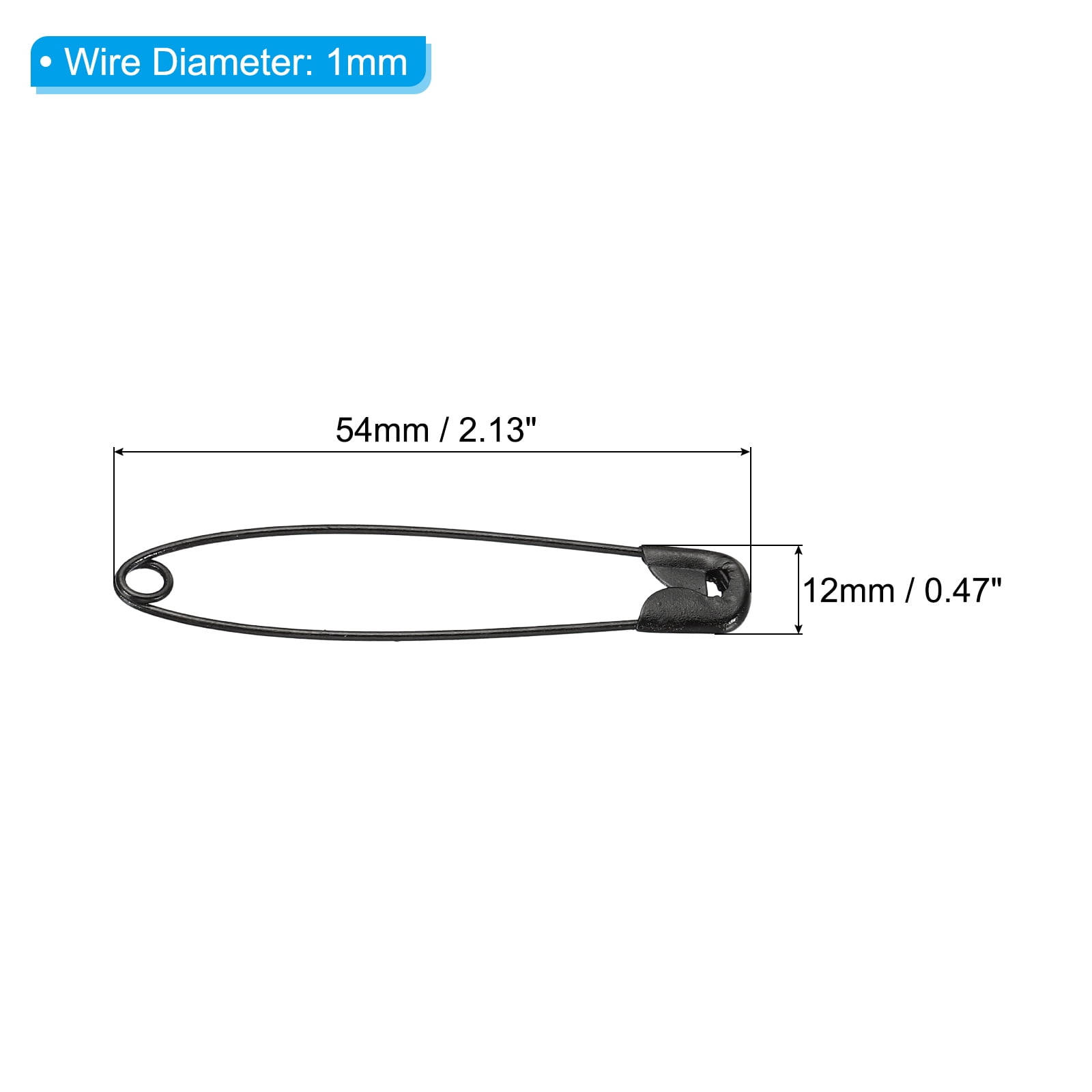 Uxcell Safety Pins 2.13 Inch Nickle Plated Small Sewing Pins Black 432Pcs