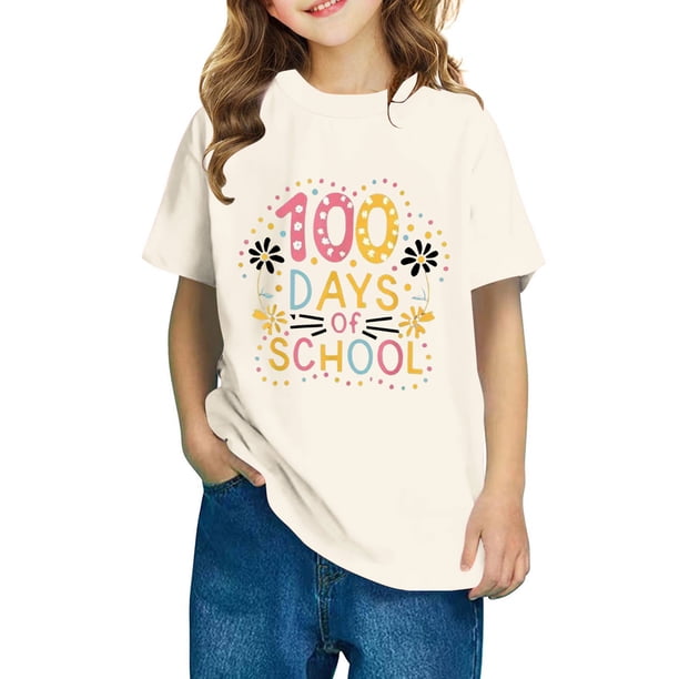 Fiudx Camiseta para Niños, Blusa Escolar de Tela Suave, Blusa Informal Cuello Redondo, Camisa de Verano de Manga Corta, Atuendo Diario, Moda para Niños y Niñas, 95 % Poliéster.