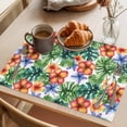 thumbnail image 3 of Blue Red Flower Placemats Set of 6, Green Leaf Tropical Plants Summer Non-Slip Place Mats Washable Table Mats for Kitchen Dining Table Decorations Indoor/Outdoor, 3 of 9
