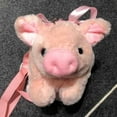 thumbnail image 5 of Kwuty Plush Pig Crossbody Bag Cartoon Shoulder Bag Plush Animal Satchel Bag Kawaii Purse Handbag Messenger Bag for Birthday Gift, Pink, 5 of 7