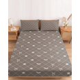 thumbnail image 2 of King Size Fitted Sheet Set - Taupe Brown Halloween 3 Piece Bedding Sets 16" Deep Pocket Fitted Sheet with 2 Pillowcases, Checkered Bat Bow Brushed Microfiber Hotel Luxury Bed Sheets, 2 of 9
