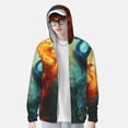 thumbnail image 2 of Vsdgher Sweat à Capuche Imprimé Paon Rouge et Bleu pour Hommes et Femmes, Manches Longues Protection Solaire Pêche Course Natation-Petit, 2 of 7