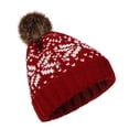 thumbnail image 3 of NMMUED Christmas Hat Christmas Beanie Winter Hats for Women Cold Weather Winter Beanie Warm Hat Holiday Hats Knit Beanie Wine One Size, 3 of 6