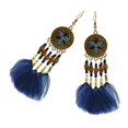thumbnail image 4 of Pendientes bohemios con plumas vintage para mujer, color azul Hugo Pendientes colgantes bohemios, 4 of 7