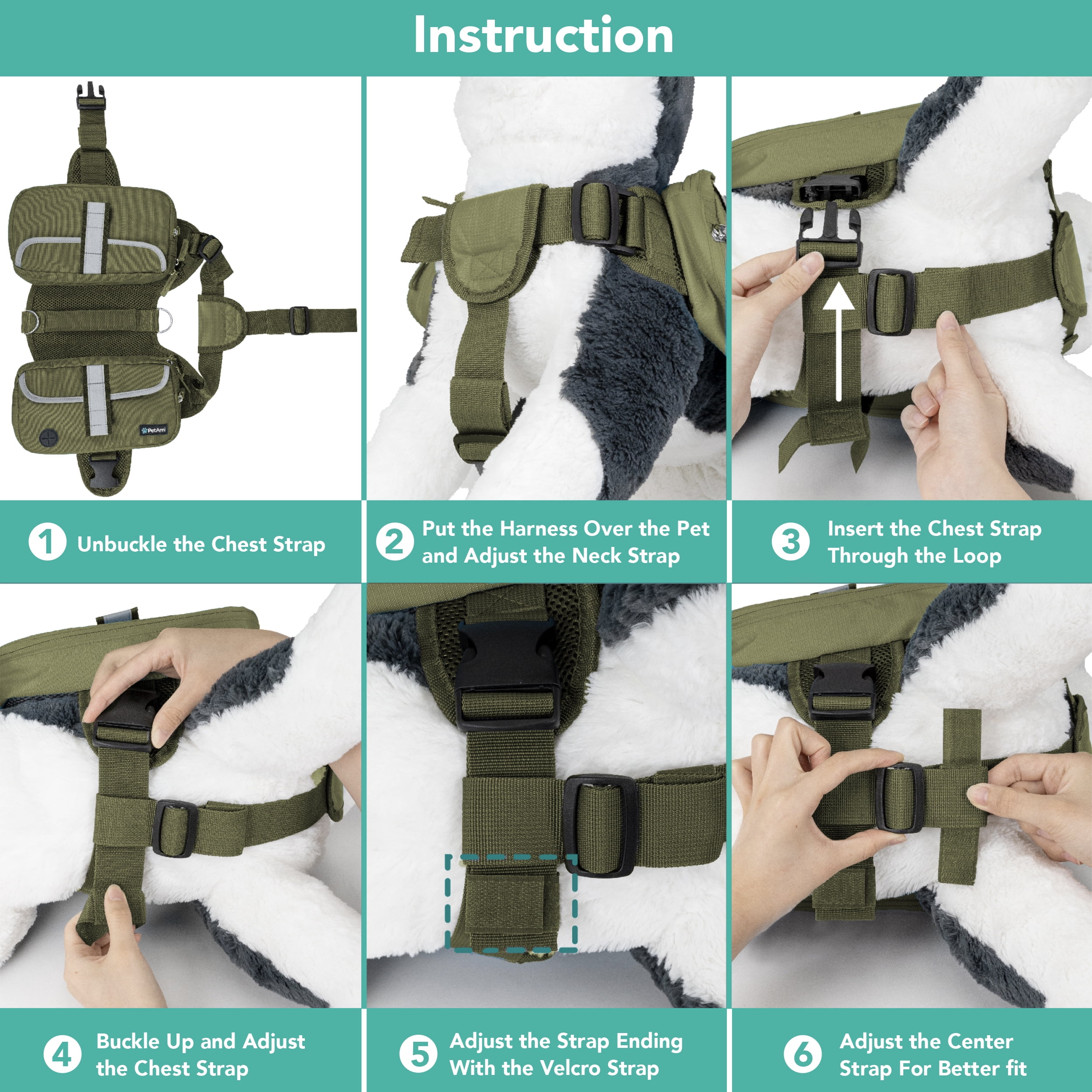 PetAmi Dog Backpack for Medium & Large Dogs, Saddle Bag for Dogs to Wear for Hiking, Pet Backpack Harness Dog Pack with Reflective Side Pockets for Walking Running.