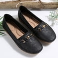 thumbnail image 4 of Women's Classic Comfortable Leather Penny Loafers Casual Slip On Lightweight Walking Flats Driving Moc Toe Boat Shoes Black Size 7, 4 of 5