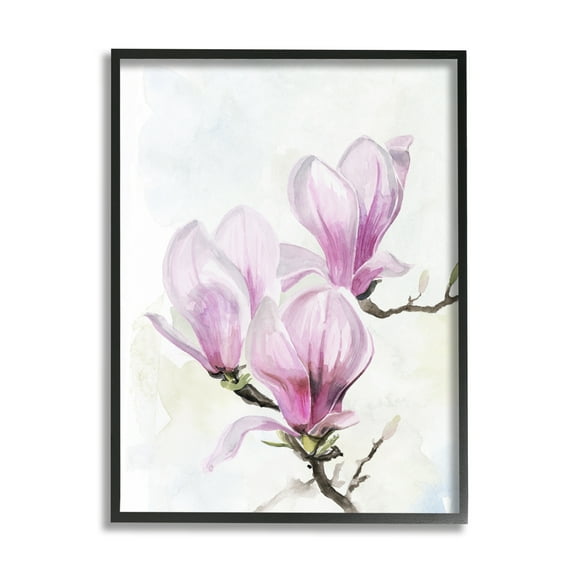 Stupell Budding Magnolias Pink Florals Botanical & Floral Painting Black Framed Art Print Wall Art