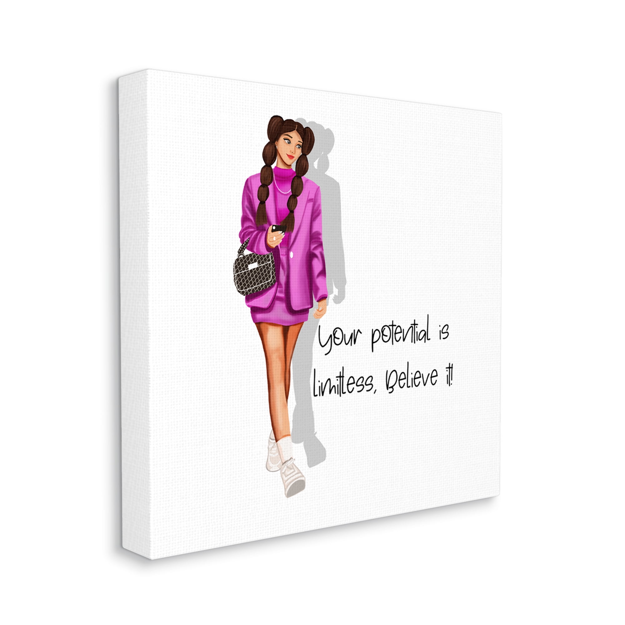 Stupell Industries Potential is Limitless Woman Inspirational Painting Gallery Wrapped Canvas Art Print Wall Art, 24 x 24