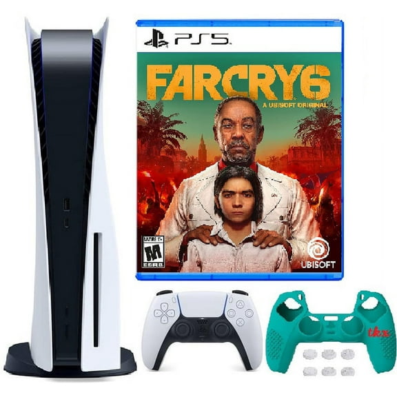2023 PlayStation_PS5 Gaming Console Disc Version W/ Far Cry 6 Full Game | Silicone Controller Cover Skin