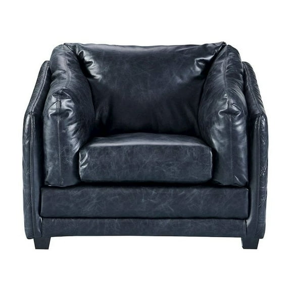 Crafters and Weavers Waco Contemporary Italian Leather Arm Chair in Slate