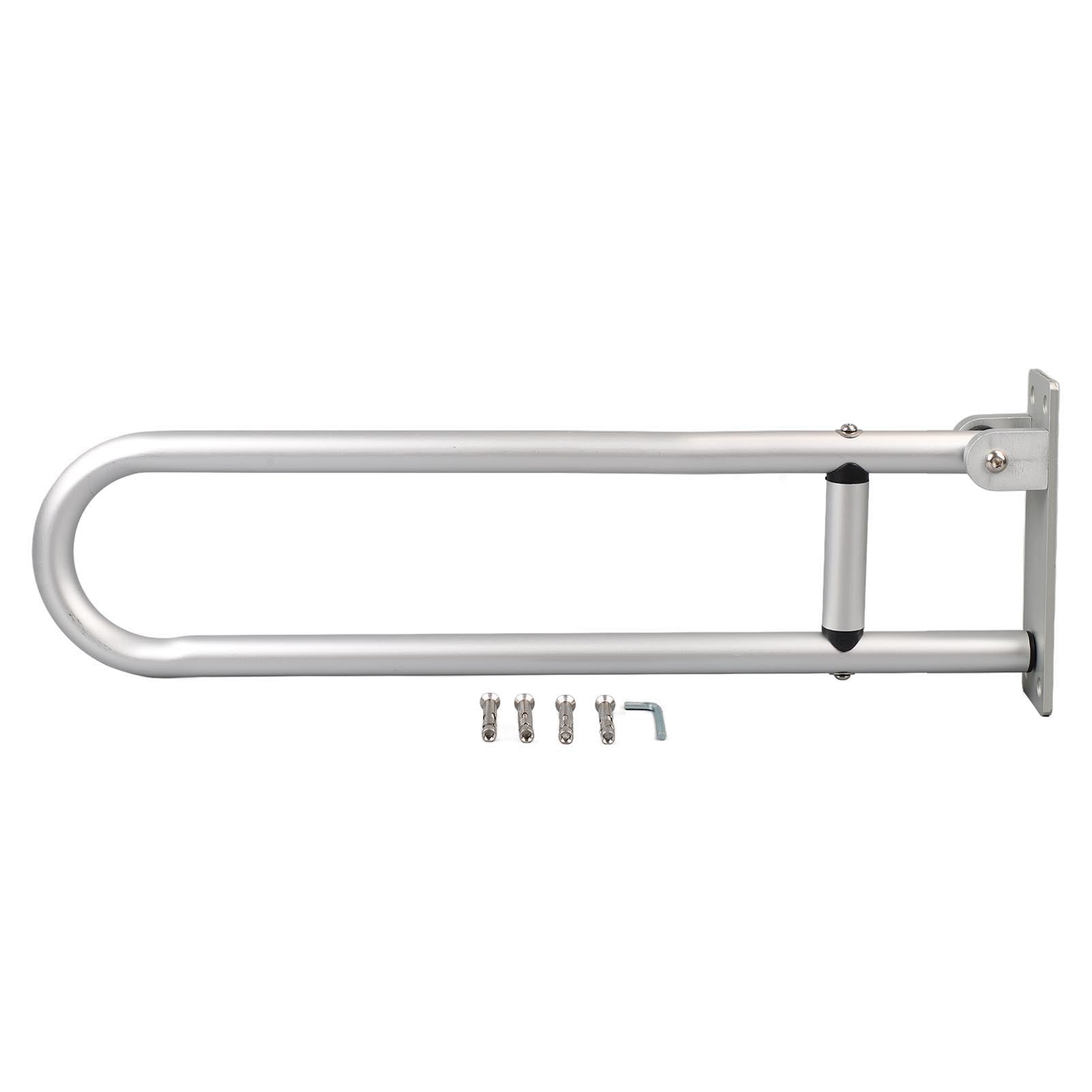 Xirurus Flip Up Grab Bars Aluminium Alloy 23.6in / 60cm Long Easy Mounting Foldable Bathroom Safety Rails Support Handle for Toilet Washroom Lavatory Type 1