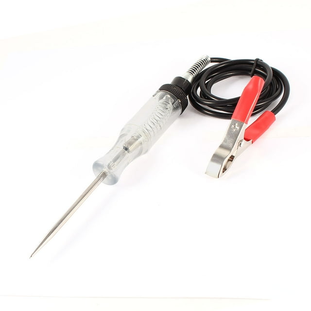 Probador de voltaje de circuito DC12V, mango de plástico transparente, tapa negra