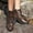 Coffee, variant on Bnwani Women Boots Footwear Fashion Toe Square Mid-Heel Thick Chunky Ankle Casual Solid Boot Black Size 5.5