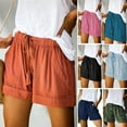 thumbnail image 7 of TAGOLD Womens Comfy Drawstring Splice Casual Elastic Waist Pocketed Loose Shorts Pants Orange 6, 7 of 7