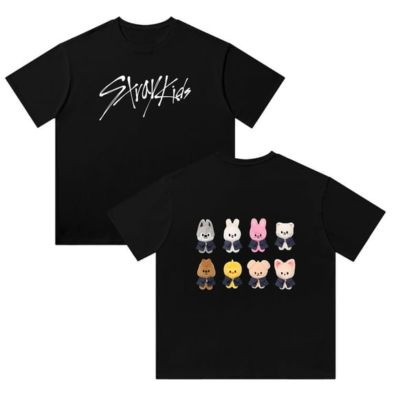Stray Kids Cute cartoon Merch T-shirt summer pure cotton men's and women's fashionable retro vintage short sleeved T-shirt