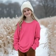 thumbnail image 2 of Suilloe Toddler Girl Hoodless Sweatshirts Winter Warm Straight Sleeves Pure Color Oversized Pullover Top Unisex Casual Crewneck Fleece Clothes Minimalist No Hood Sweartshirts For Teen Girl Boy，5-6Y, 2 of 6