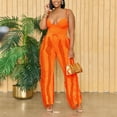 thumbnail image 4 of Outfits for Women 2 Piece Sets Two Piece Sets for Women Spring Clothing Set Female Round Neck Sleeveless Tops Pants Sets Long Pant Style S_397 Women's Tracksuits Orange XL, 4 of 6