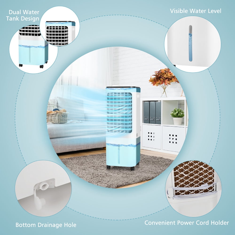 Spaco 4-in-1 Evaporative Air Cooler with 12L Water Tank and 4 Ice Boxes-White, Air Conditioners, Mist Cooling Fan, Portable Ac Units for Rooms, Bedroom, Office, RV and Camping