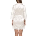thumbnail image 3 of Bata de baño para mujer, bata de satén sexy tipo kimono con bolsillos, bata de baño corta con cinturón, camisón para novia, ropa de dormir con encaje floral, 3 of 6