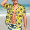 thumbnail image 4 of Uemuo Honeybee Printed Regular Fit Short Sleeve Casual Hawaiian Shirt for Men,Aloha shirt,Tropical shirt,Floral print shirt,Vacation Beach shirt-Small, 4 of 9