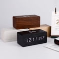 thumbnail image 2 of Wood LED Digital Alarm Clock With Phone Wireless Charging Pad Snooze Function Sound Control Alarm Clock, 2 of 7