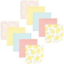 Hudson Baby Infant Girl Flannel Cotton Washcloths, Lemon Daisy 10 Pack, One Size