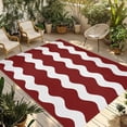 thumbnail image 2 of Outdoor Rug 3x5 ft Red and White Stripes Outdoor Large Area Rug Non Slip Rubber Sea Wave Front Door Mat RV Rug Camping Carpet Patio Outdoor Rugs for Backyard Balcony Deck Porch Indoor, 2 of 9