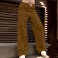 thumbnail image 2 of QQZ Flowy Wide Leg Cargo Joggers Pants For Women, Elastic Waist Drawstring Casual Track Pants, Daily Lounging Weekend Travel Outfits, 2 of 8