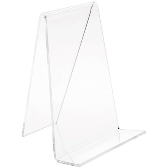 Plymor Clear Acrylic Book Easel with 1.375" Flat Ledge, 4.75" W x 4.75" D x 6" H