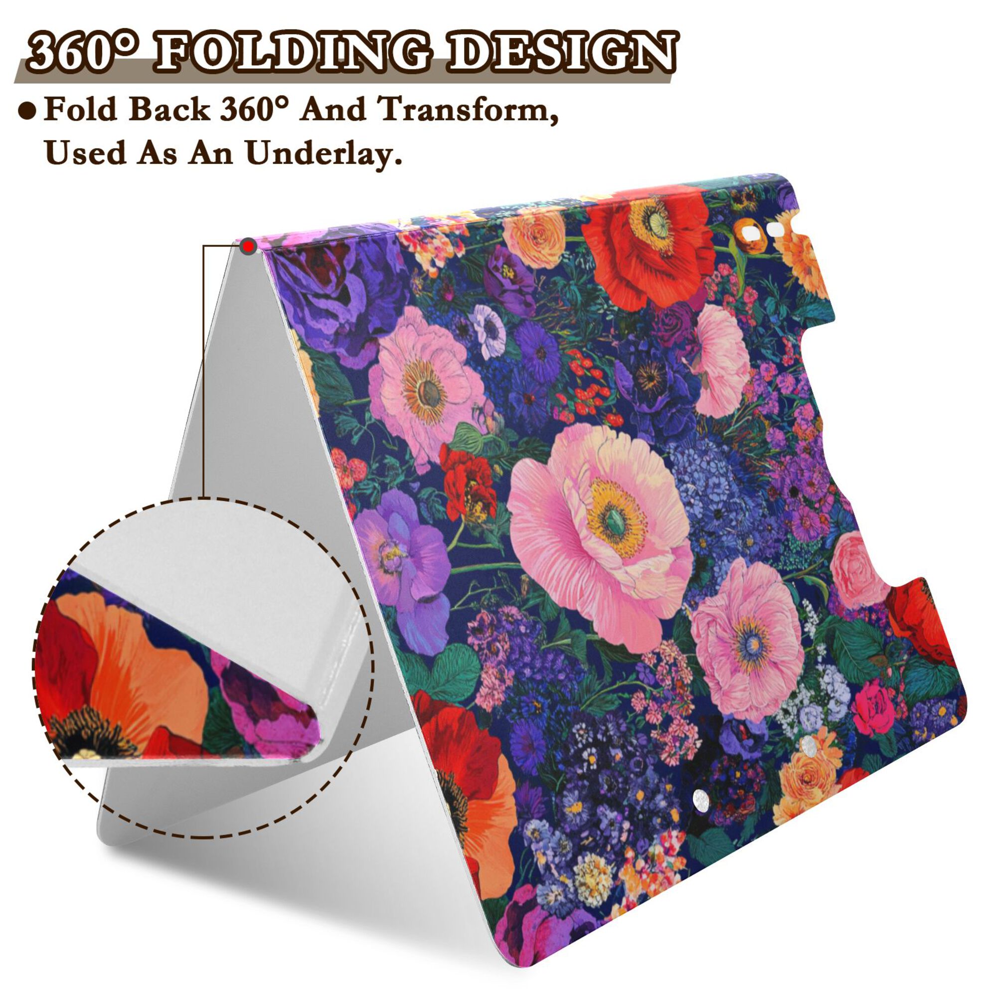 FORMRS A4 Clipboard Folder with Pen Holder Horizontal Foldable School Office Binder, Beautiful Floral Pattern