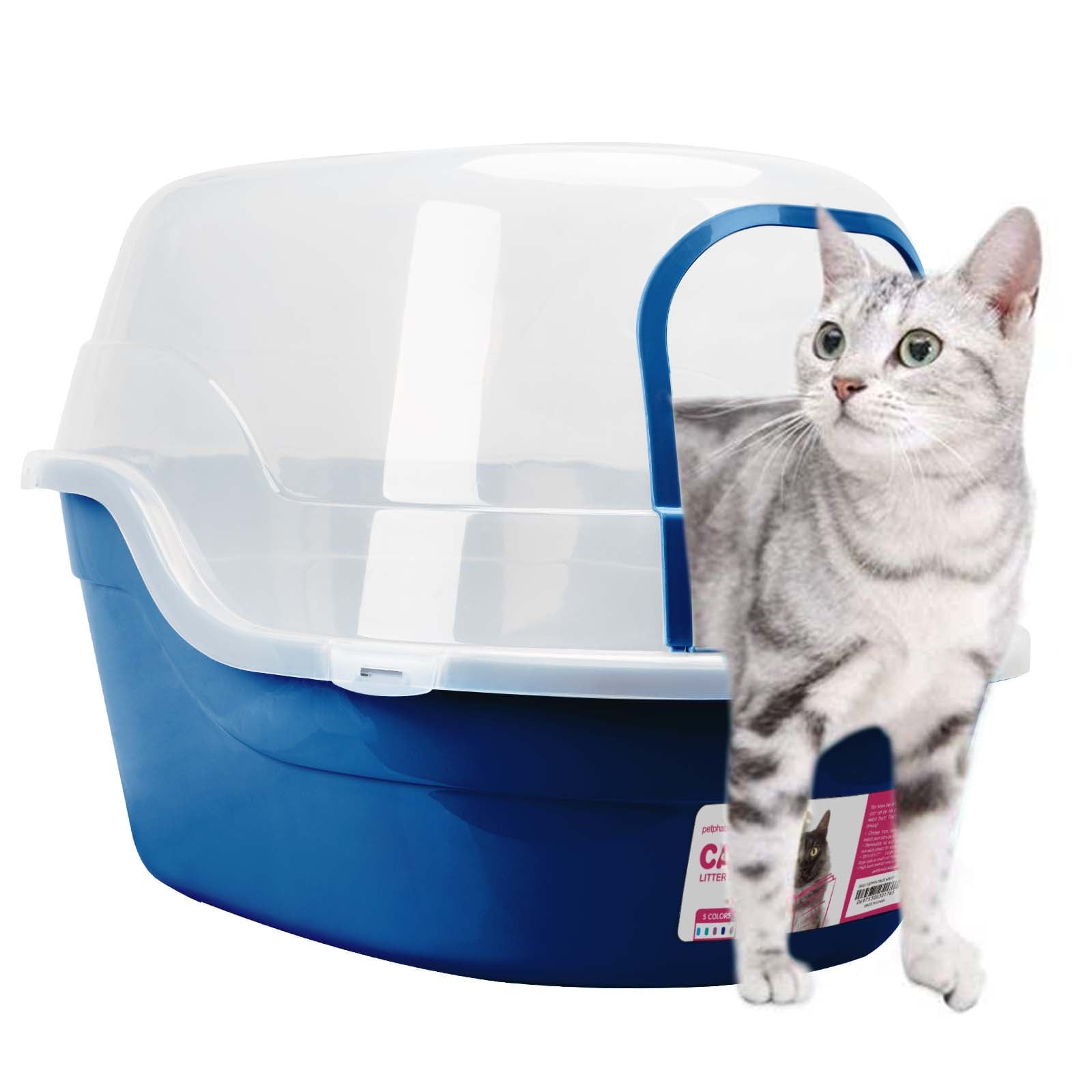 Petfamily Extra Large Cat Litter Box, Navy Blue, Jumbo Hooded