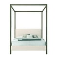 thumbnail image 5 of Aric Navy Blue Velvet Queen Bed with Contrasting Piping Accent, 5 of 5