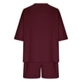 thumbnail image 6 of Gamivast Women's 2 Piece Lounge Set Oversized V-Neck Short Sleeve T-Shirt and High Waisted Shorts Set Breathable Ribbed Texture Casual Summer Athletic Outfit, 6 of 9