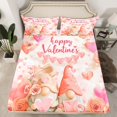 thumbnail image 3 of Homewish Romantic Valentine's Day Twin Sheet Sets, Kawaii Couple Gnome Twin Fitted Sheet, Pink Rose Flower Flat Sheet, Breathable Home Decor, 3-Piece, 3 of 8