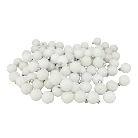 Leo Martinez White Christmas 96ct Winter White 4-Finish Shatterproof Christmas Ball Ornaments 1.5
