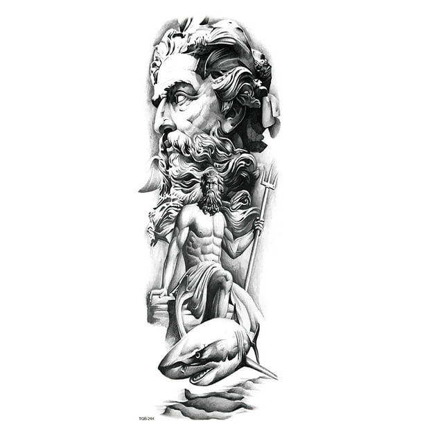 Kit de pegatinas de arte de figuras de tatuaje a prueba de agua 3D para mujeres y hombres (Zeus God) Likrtyny Libre de BPA