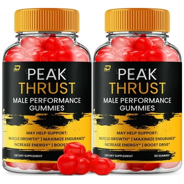 Peak Thrust Gummies for Men - Peak Thrust Advanced Formula All Natural, Maximum Strength, 2 Pack, 120 Gummies