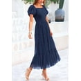 thumbnail image 4 of PRETTYGARDEN Women's Smocked Tulle Midi Dress Summer Square Neck Puffy Short Sleeve Ruffle Wedding Guest Party Dresses, 4 of 10