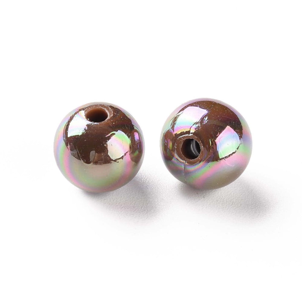 500 g Opaque Acrylic Beads AB color Plated Round Camel 10x9mm Hole: 2mm 940pcs/500g