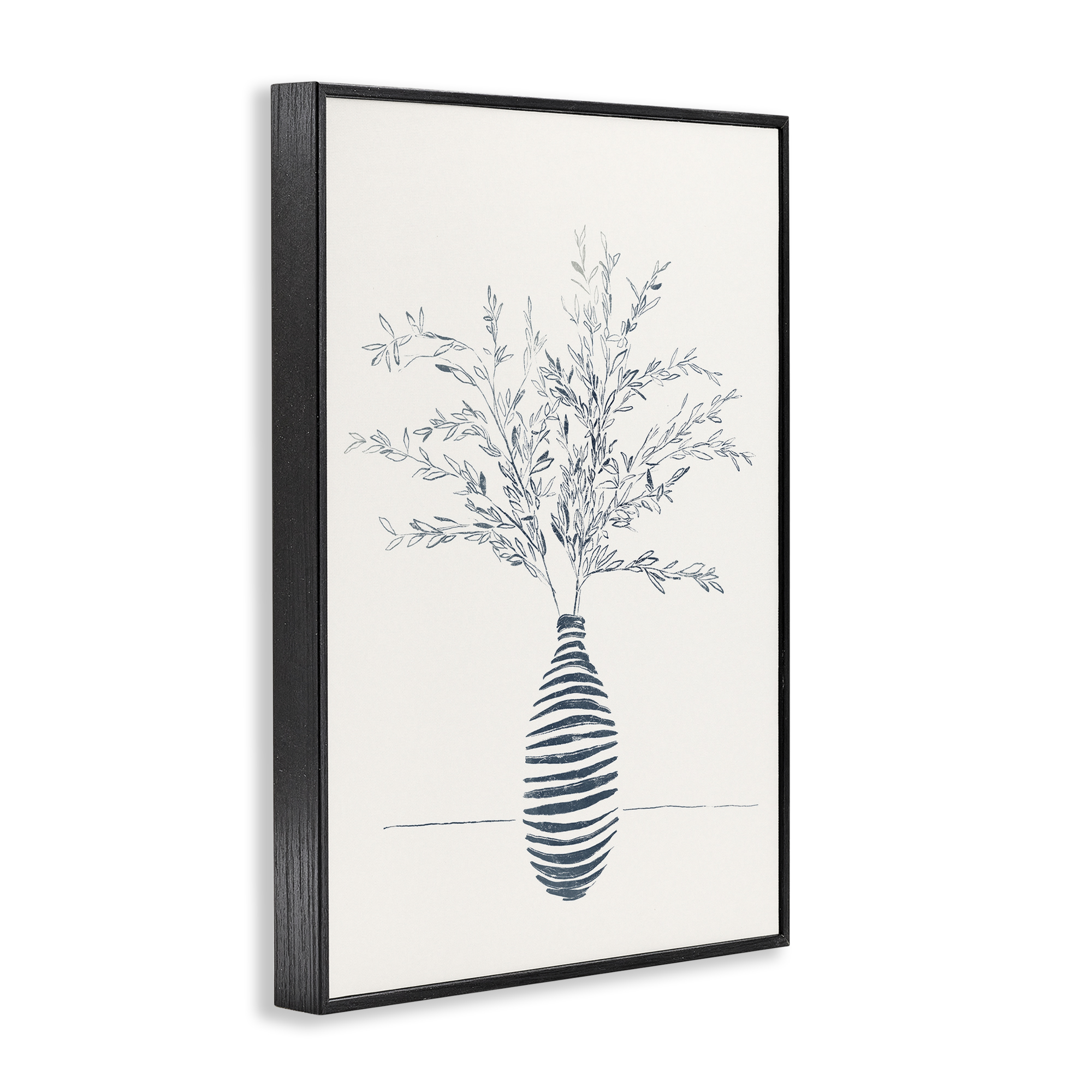 Stupell Industries Minimal Herb Vase Botanical & Floral Painting Black Framed Art Print Wall Art, 12 x 18